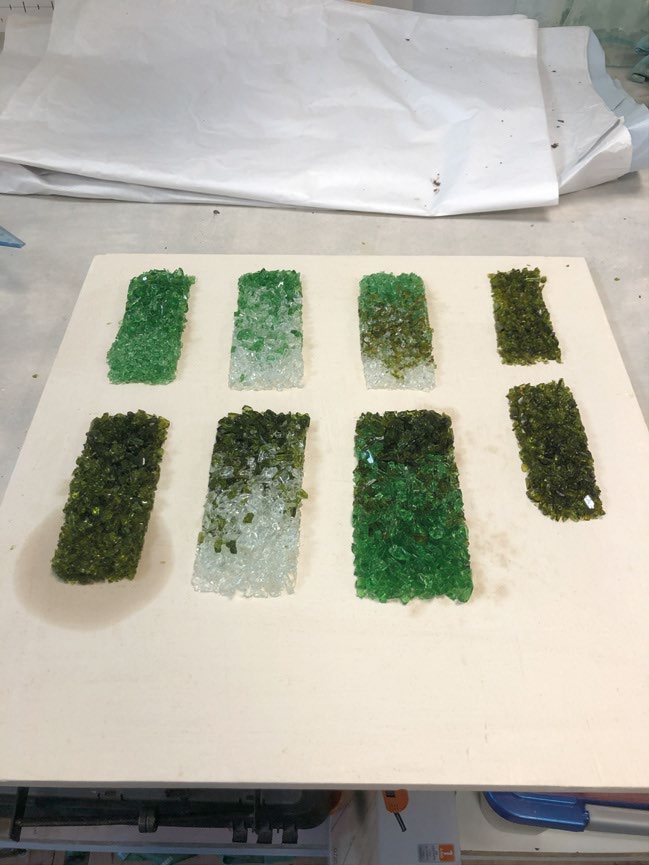 Muestras utilizadas para comparar color, compatibilidad y granulometría